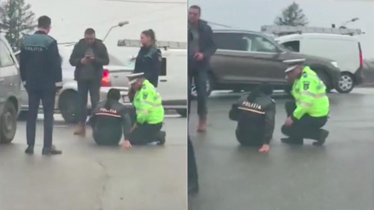 politista lovita sofer intersectie stefanesti dirija traficul