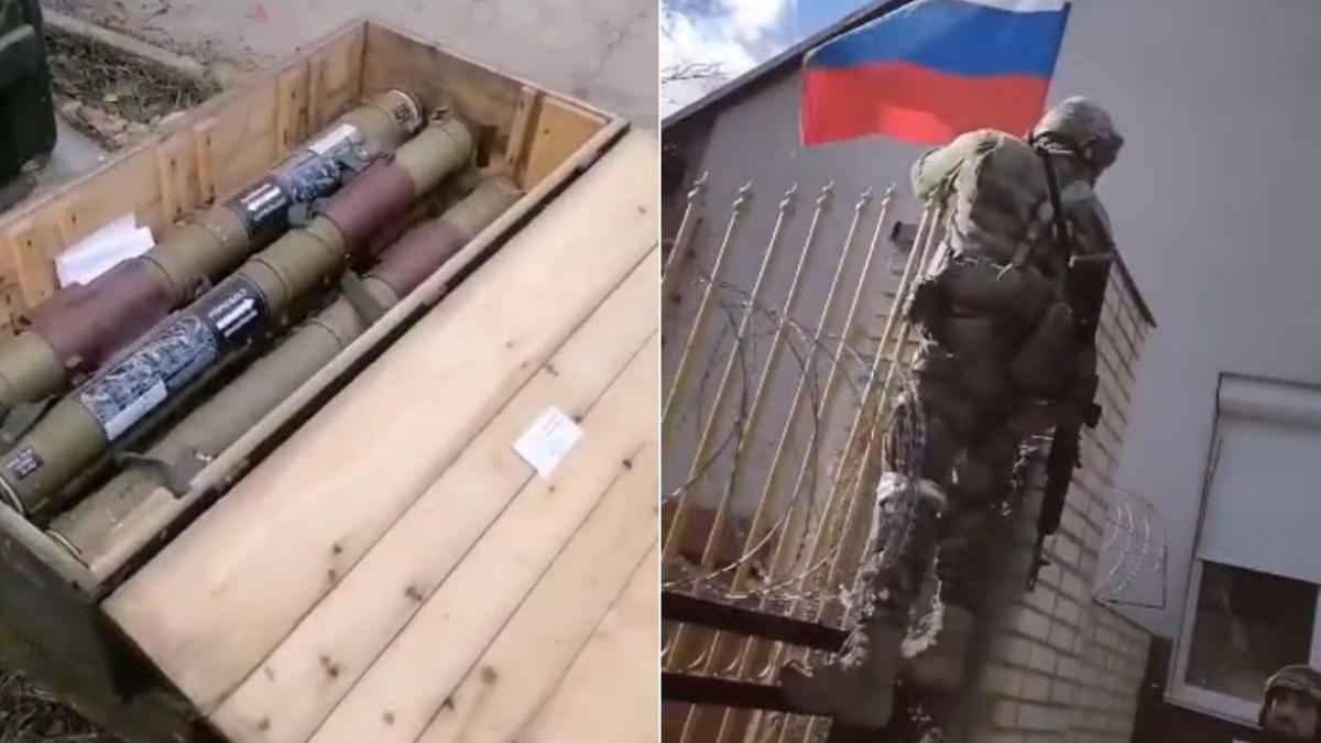 luptatori ceceni capturat lansatoare rachete ucraineni filmat steag ucraina