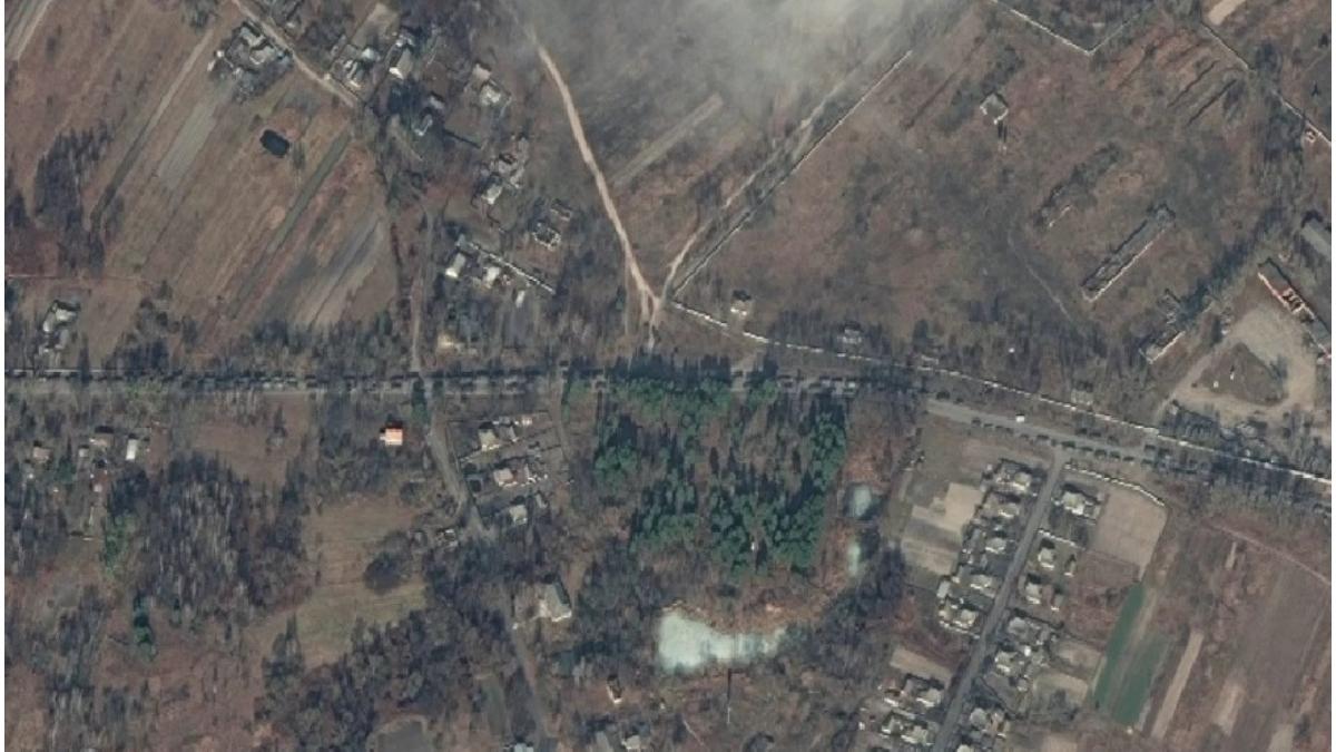 coloana uriasa vehicule militare rusesti kiev