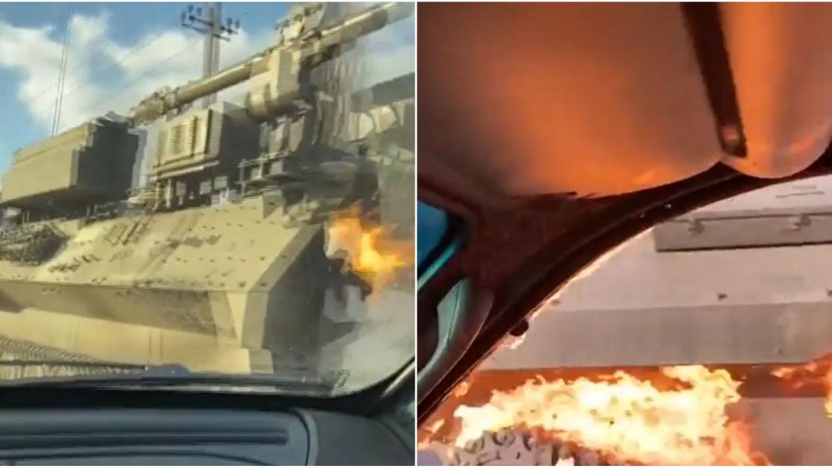 tanc rusesc incendiat femeie ucraina cocktail molotov