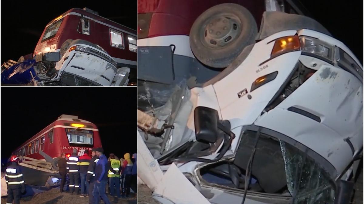 o masina a fost prinsa sub tren la o trecere de cale ferata din buzau soferita a scapat ca prin