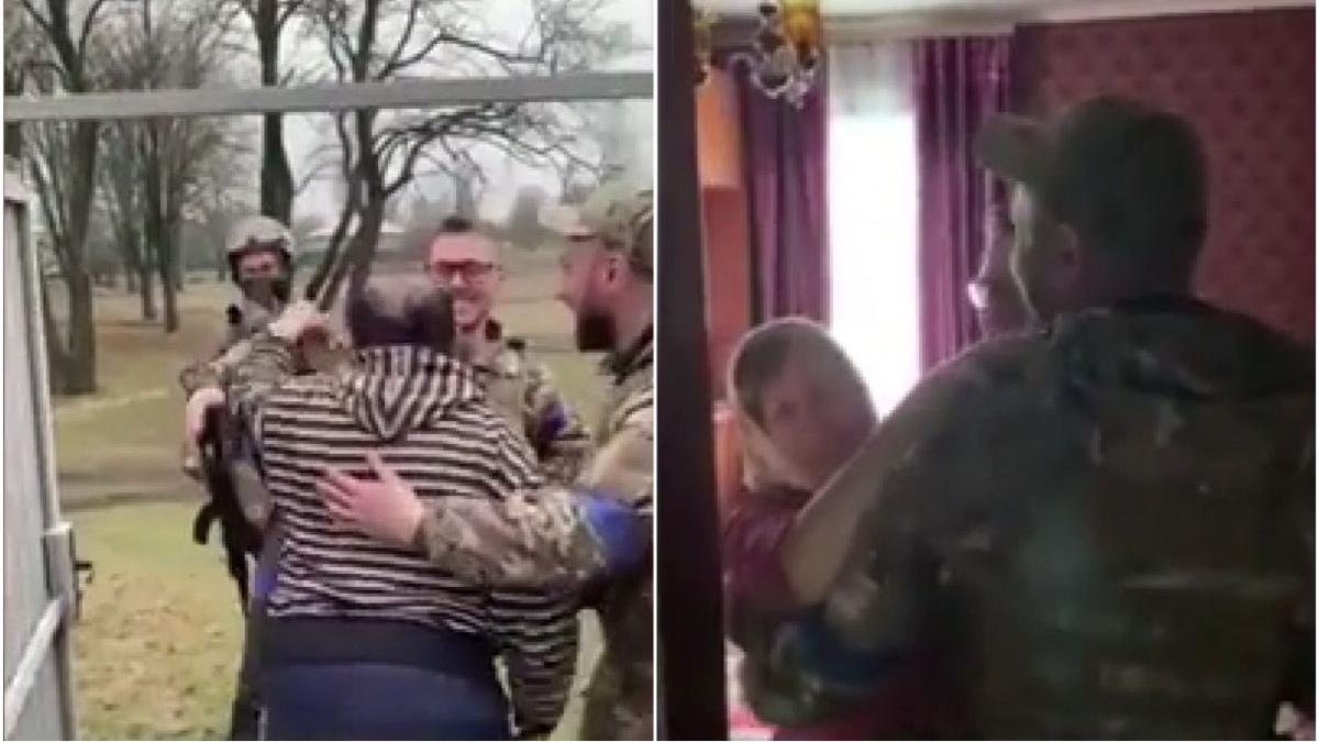 soldati ucraineni intampinati parinti