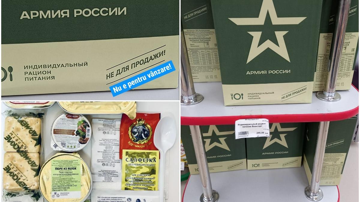 kituri de hrana militara scose la vanzare in magazinele din rusia ce contin pachetele pentru