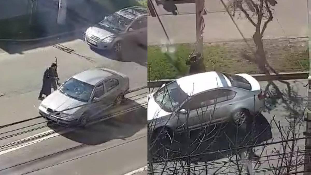 pericol sosea baia mare barbat inarmat bata lovit masini iesit cale