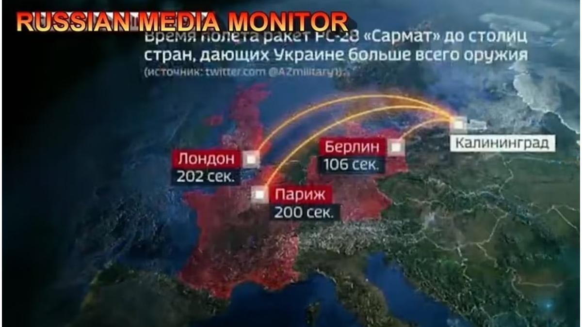 propagandistii lui putin simuleaza atacul europei cu rachete nucleare care lovesc in 200 de secunde