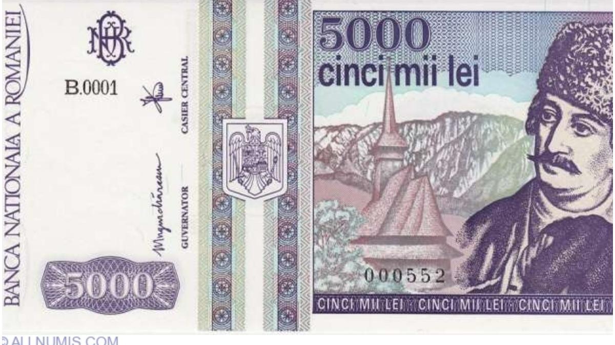 pret bancnota 5000 lei avram iancu