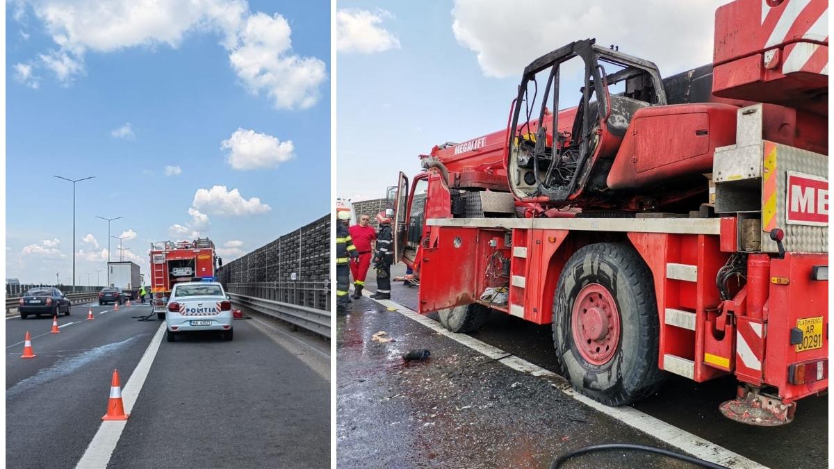sofer mort lovit camion incendiu autostrada a1