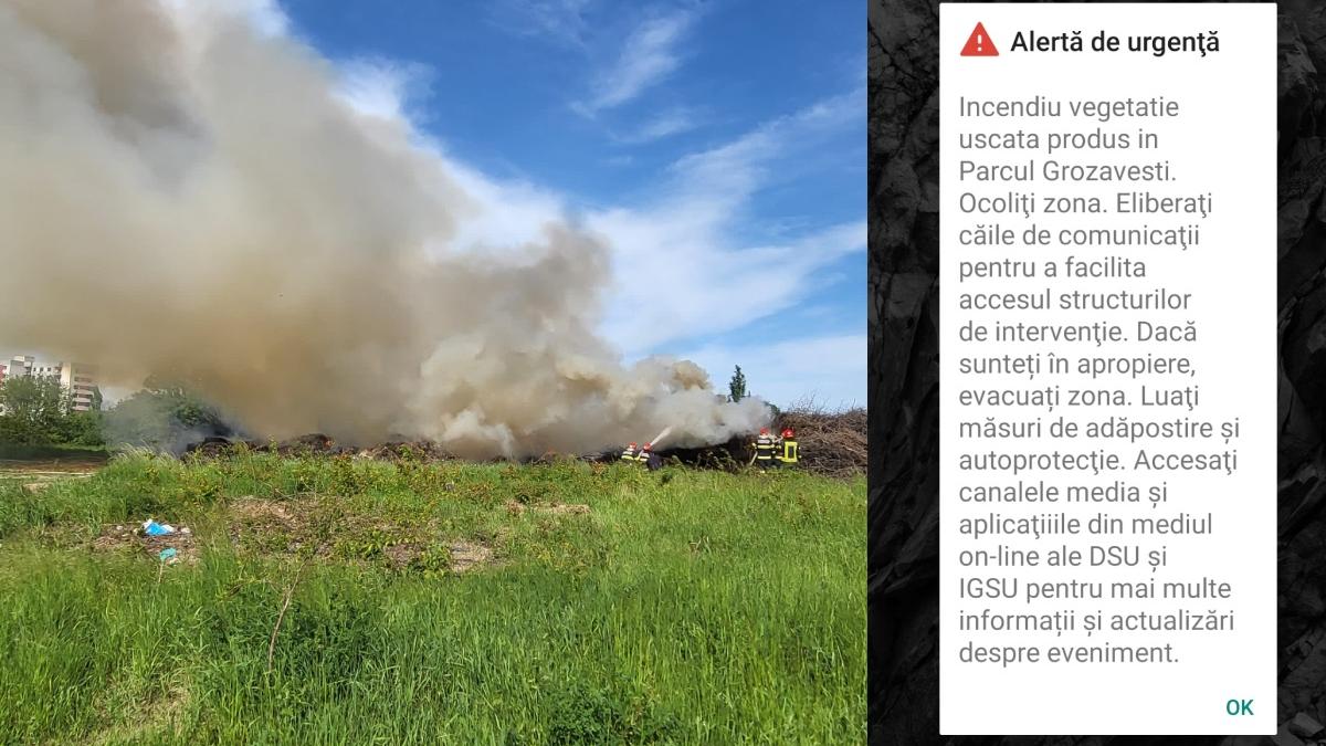 incendiu violent vegetatie parcul grozavesti capitala mesaj ro alert