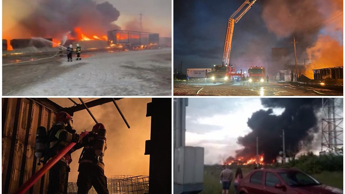 incendiu puternic la un depozit de butelii din pitesti