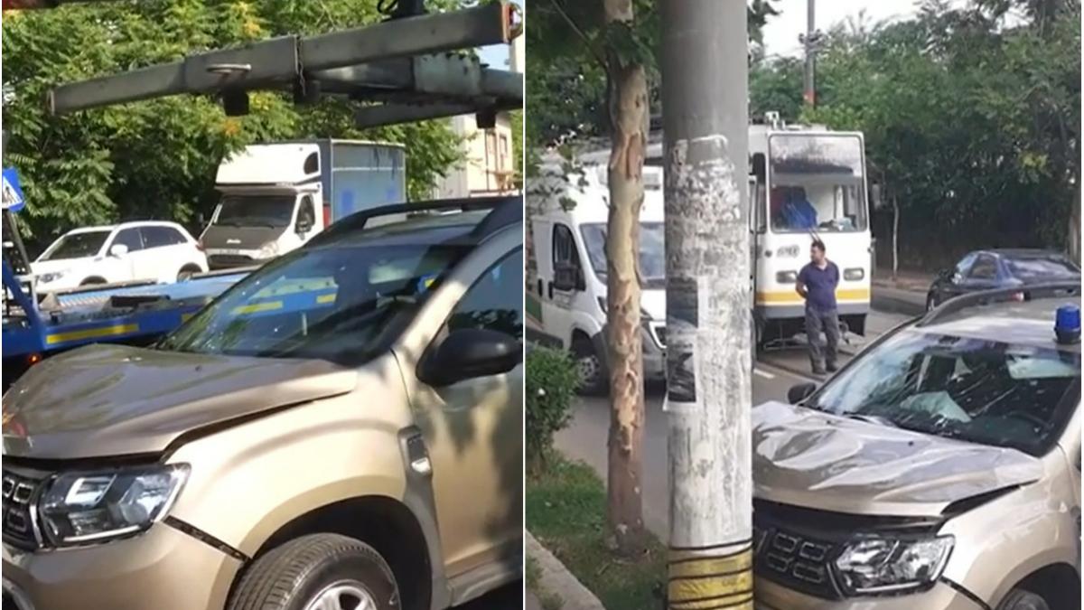 politist ranit masina mai stalp calea dudesti capitala