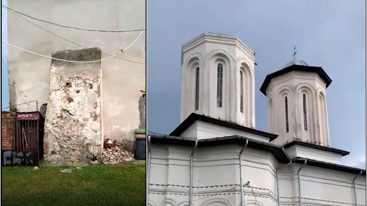 acoperisul unei turle de biserica din judetul valcea s a prabusit din cauza furtunii