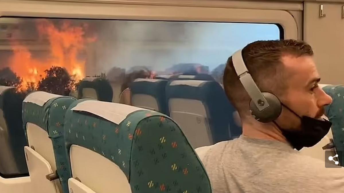 tren calatori inconjurat flacari zamora spania pasageri