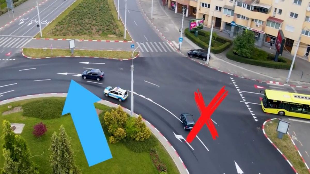 cum se circula corect sensul giratoriu soferi greseli