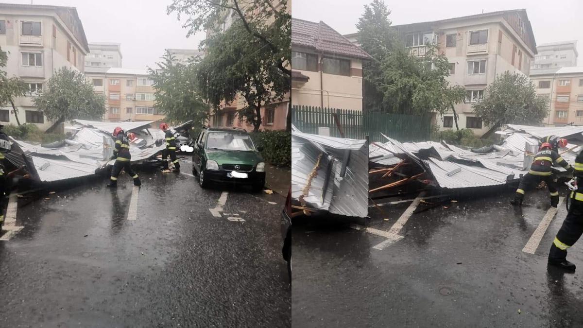 furtuna ravagii focsani acoperis smuls vant cazut doua masini