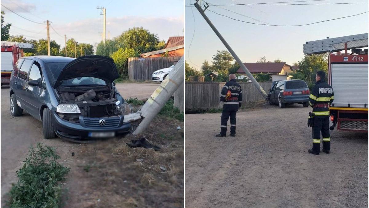 sofer beat rupt stalp de electricitate incendiu vegetatie accident lacu sarat braila