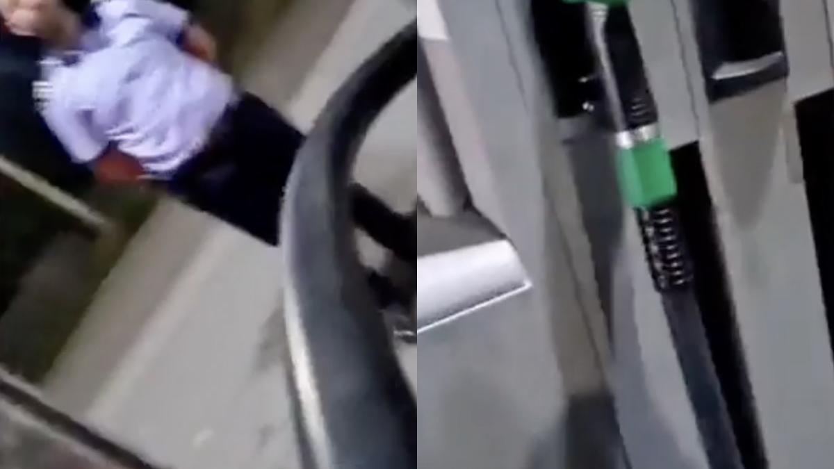 imagini benzinarie gaesti alimenteaza aer in loc motorina sofer tir politisti