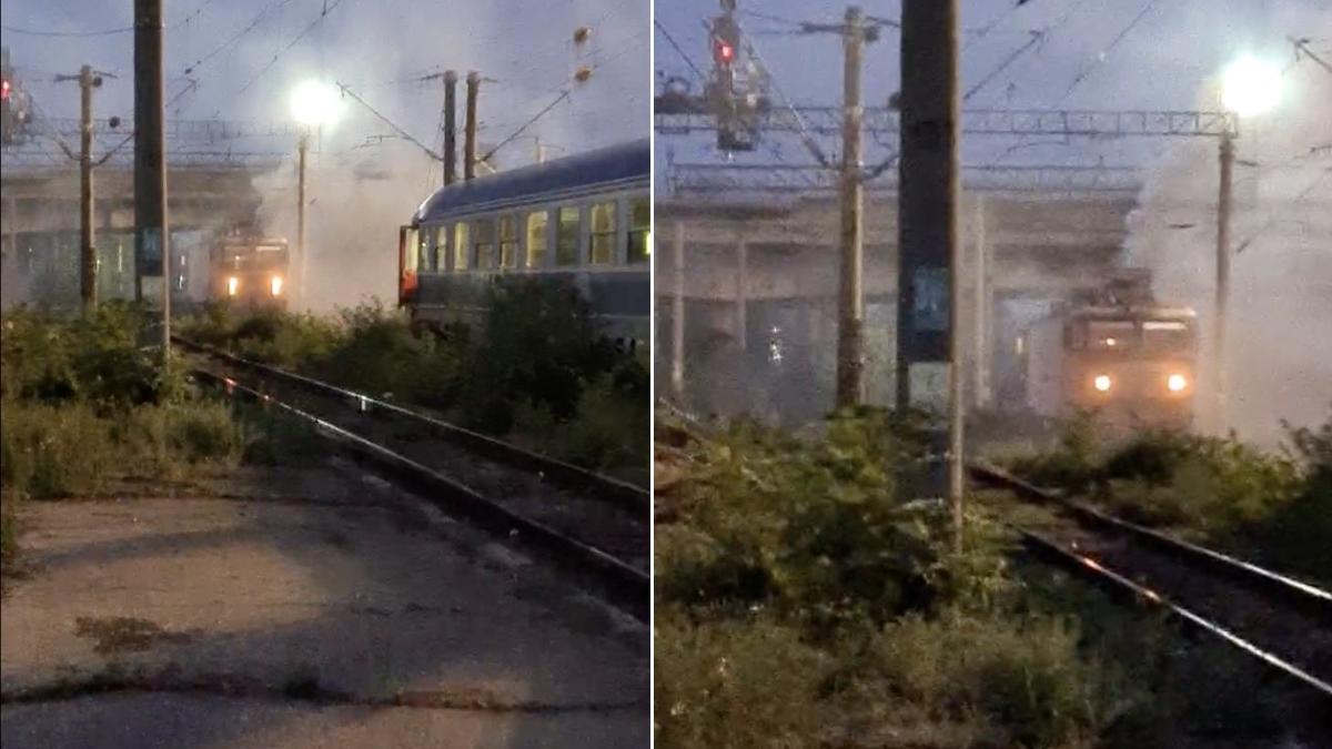 locomotiva tren calatori a luat foc gara sud ploiesti incendiu