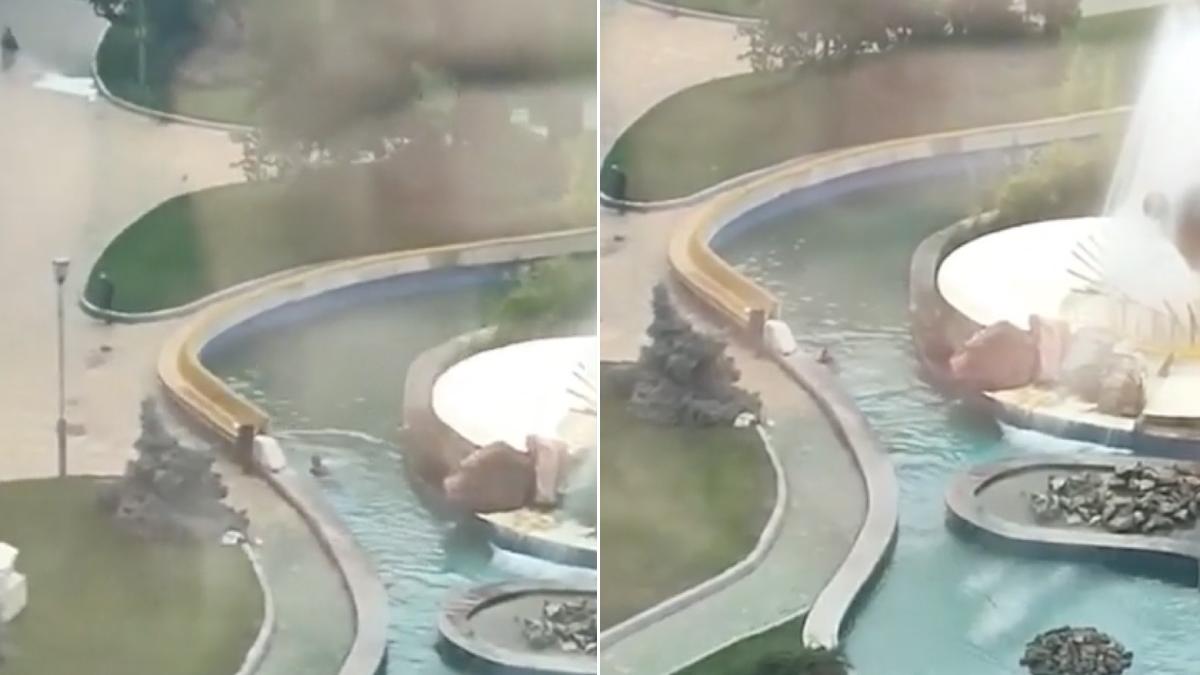 barbat filmat inota fantana arteziana centru pitesti