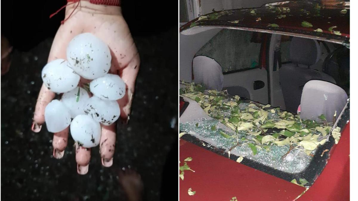 grindina cat pumnul judetul buzau bucati mari gheata masini distruse