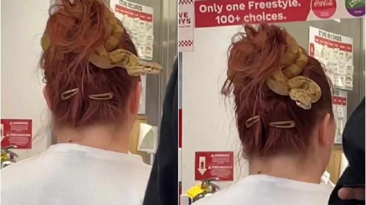 femeie par prins cu un sarpe