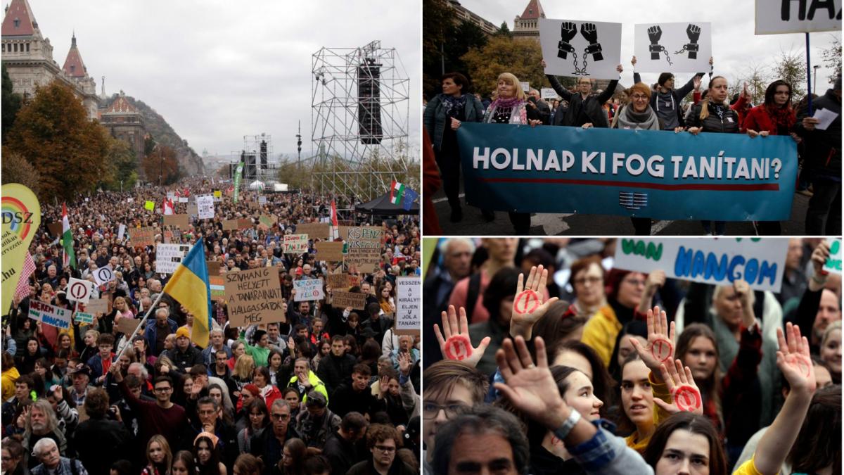 protest masiv in budapesta impotriva guvernului si a inflatiei galopante orban dispari