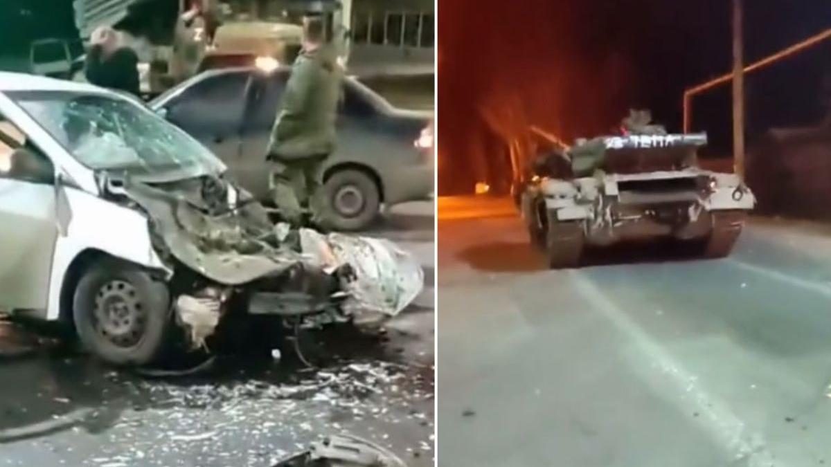 accident taxi tanc strada donetk ucraina urmarire gta