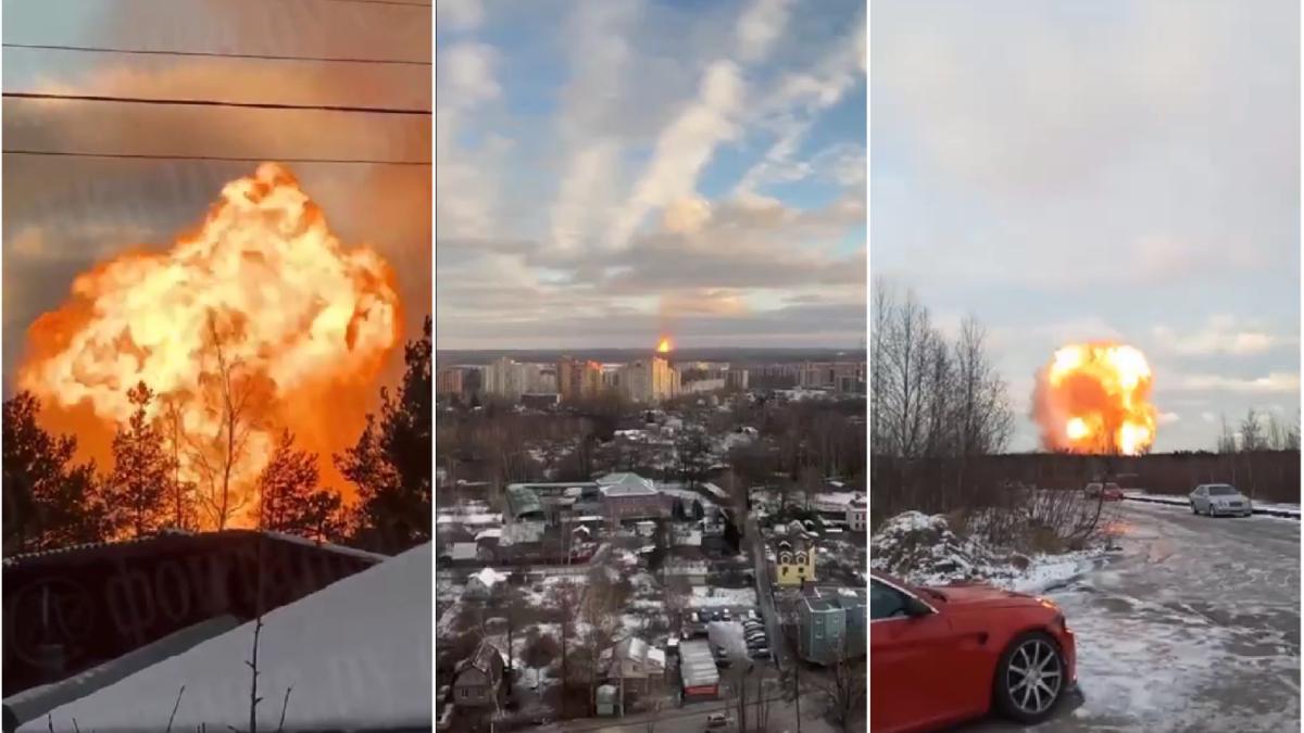 explozie puternica la o conducta de gaz langa sankt petersburg flacarile se vad de la zeci de