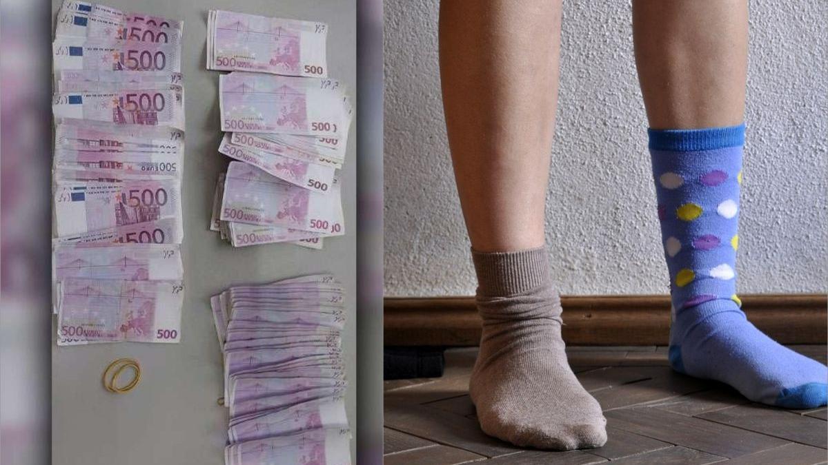 barbat prins 80000 euro ascunsi sosete