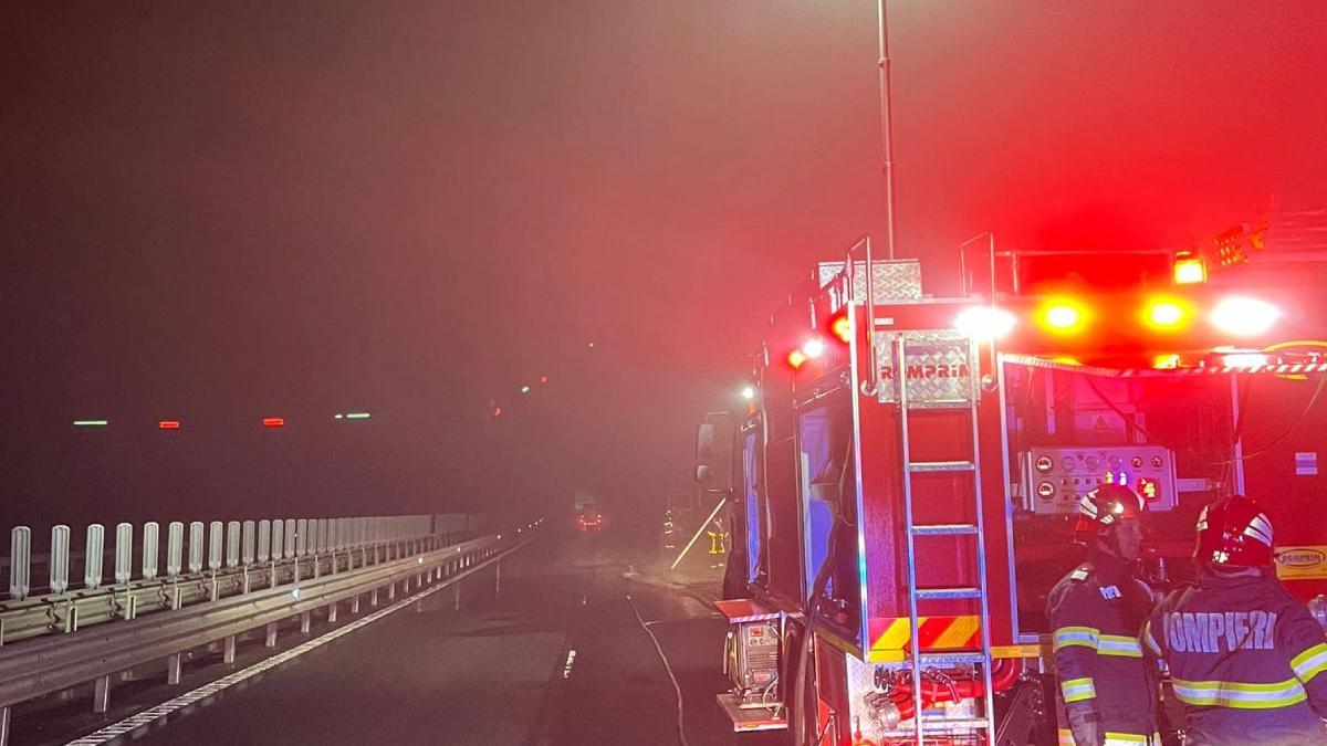 tir transport autoturisme foc autostrada arad timisoara