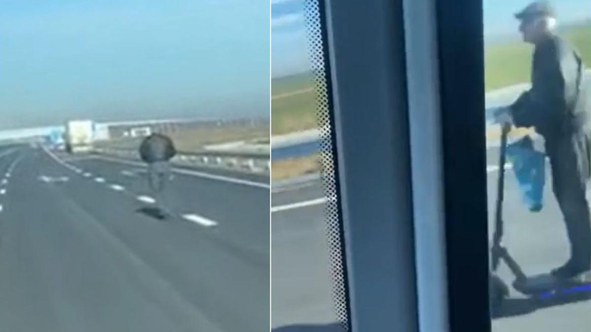 barbat filmat trotineta autostrada romania