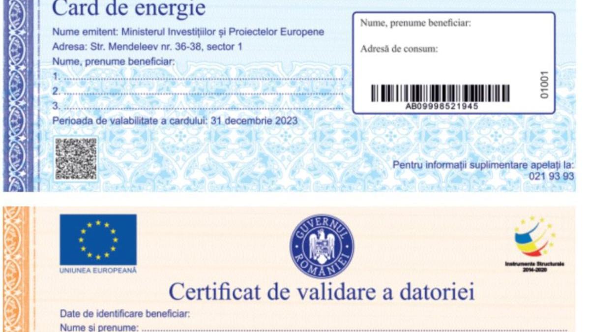 cardul de energie plata facturi romani certificat de validare a datoriei