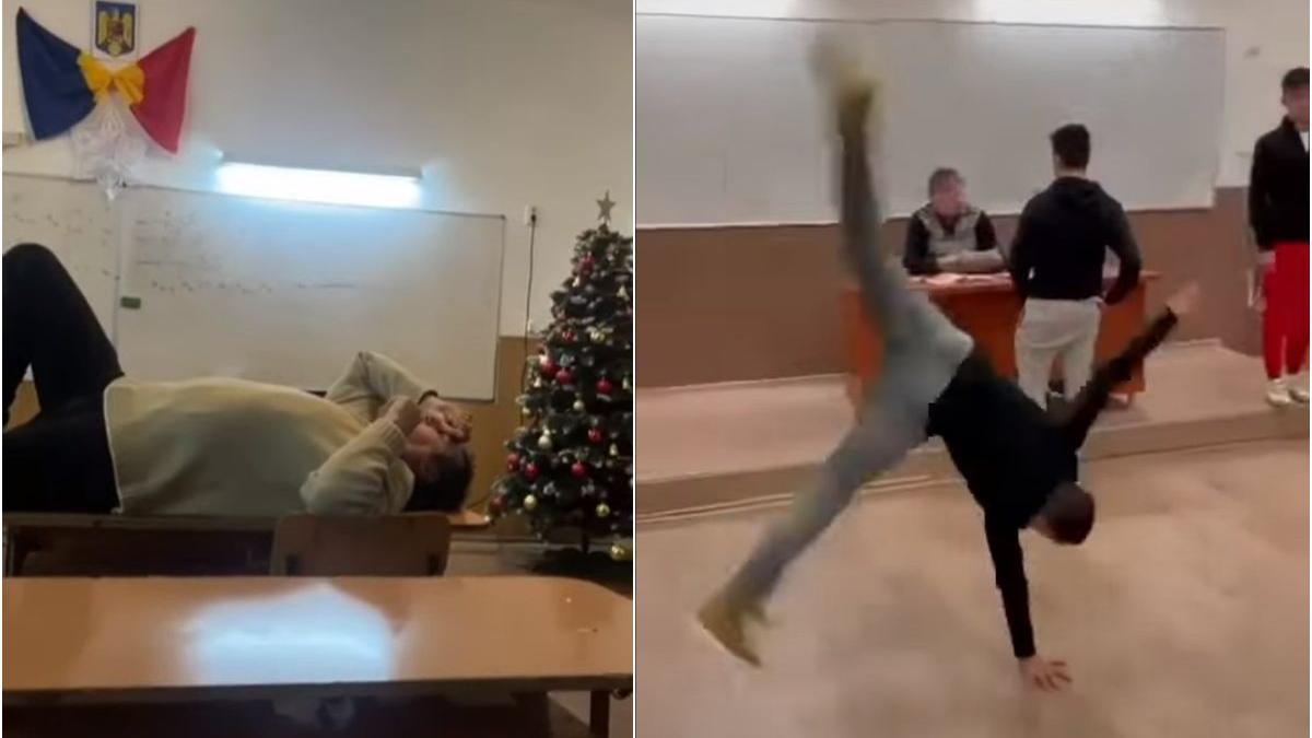 profesor intins catedra elevi tumbe in timpul orei