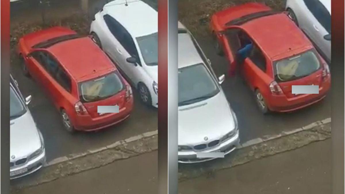 copil filmat conduce masina cluj