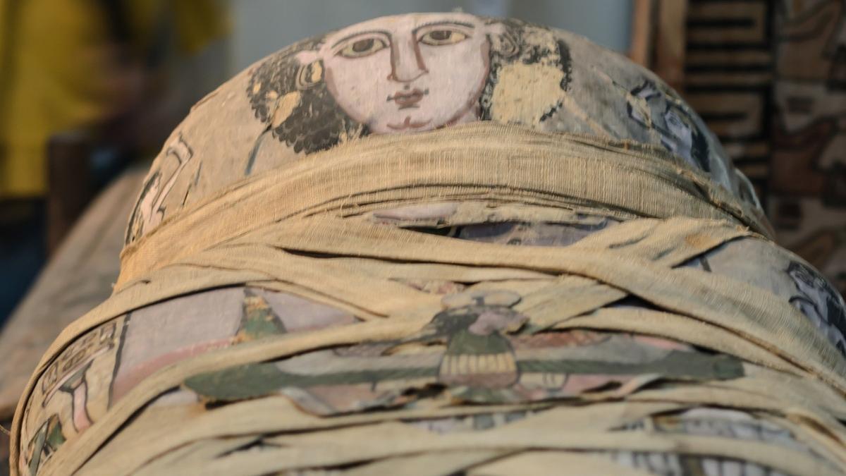 mumie veche 800 de ani transport geanta frigorifica tinuta langa televizor locuinta barbat peru