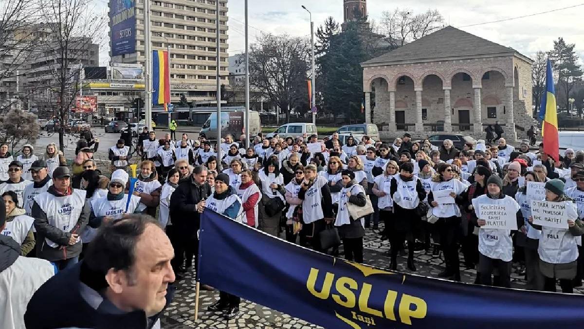 protest sindicalisti educatie prefectura bucuresti