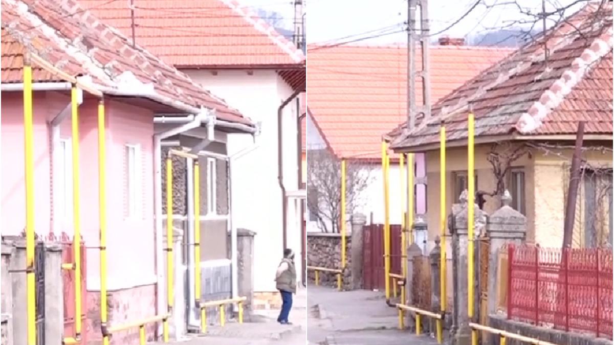 sat conducte gaz montate deasupra porti bataie de joc oameni