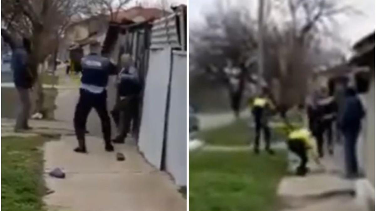 politisti batuti barbat recalcitrat strada braila