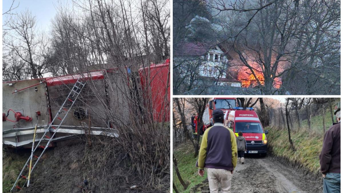 masina pompieri rasturnata bistrita nasaud incendiu