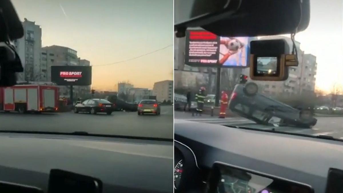 accident grav bucuresti masina rasturnata soseaua panduri