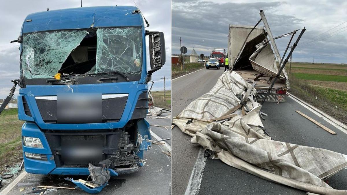 remorca tir dezintegrat in mers distrus alt camion braila galati