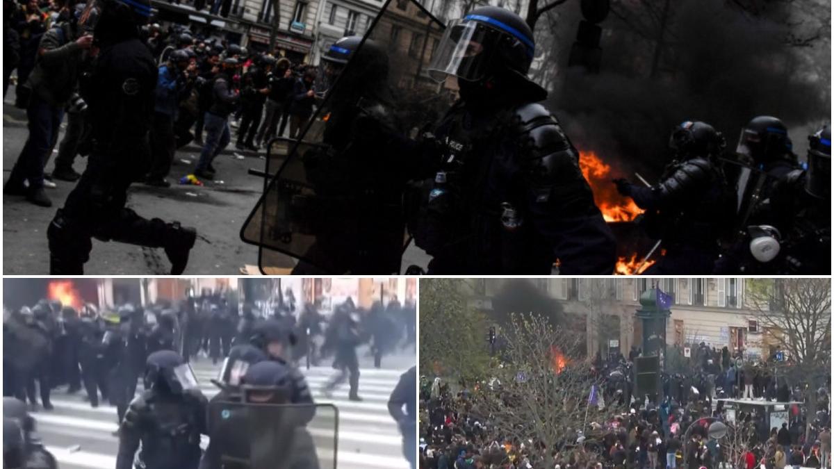 scene de razboi la paris proteste franta reforma pensiilor manifestari violente guvern macron