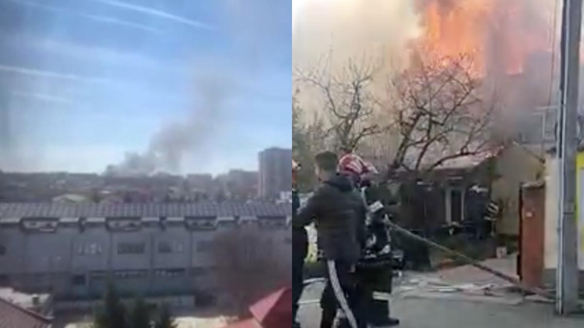 incendiu bragadiru bucuresti vila a luat foc flacari extins acoperit alta casa