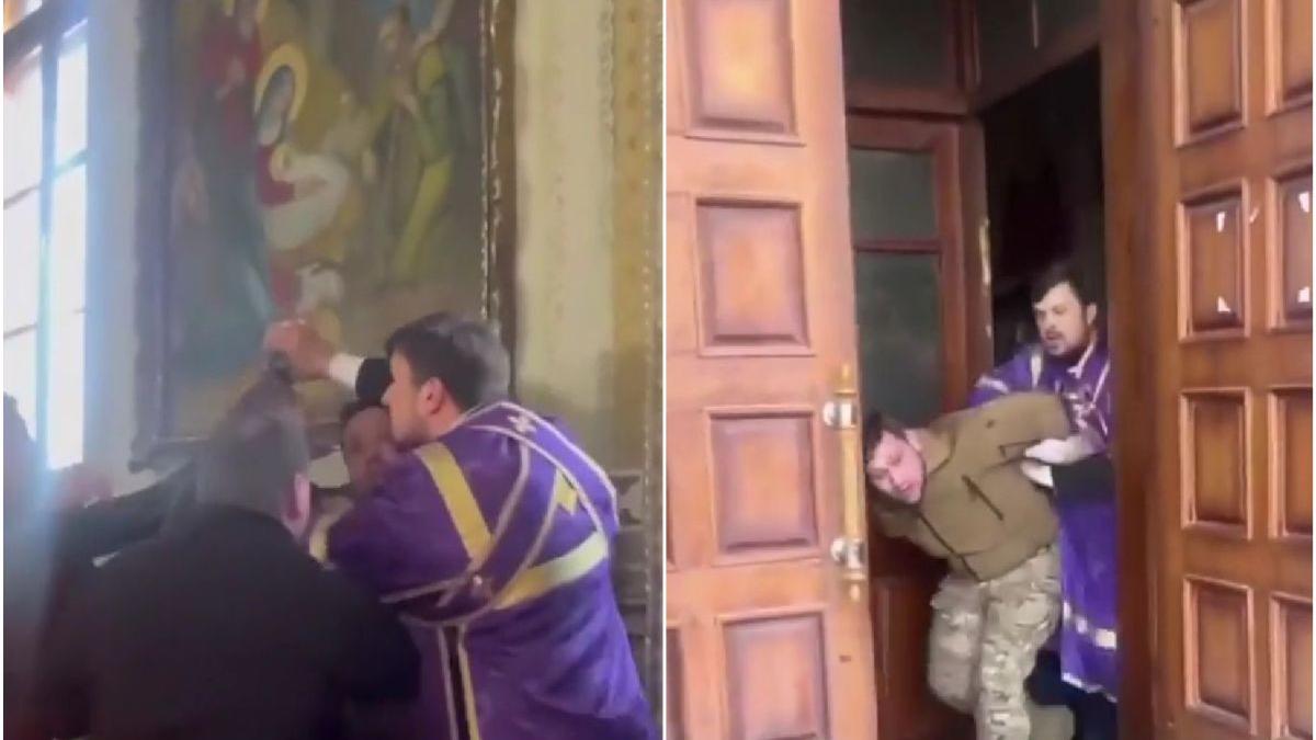 soldat ucrainean batut preot credinciosi biserica