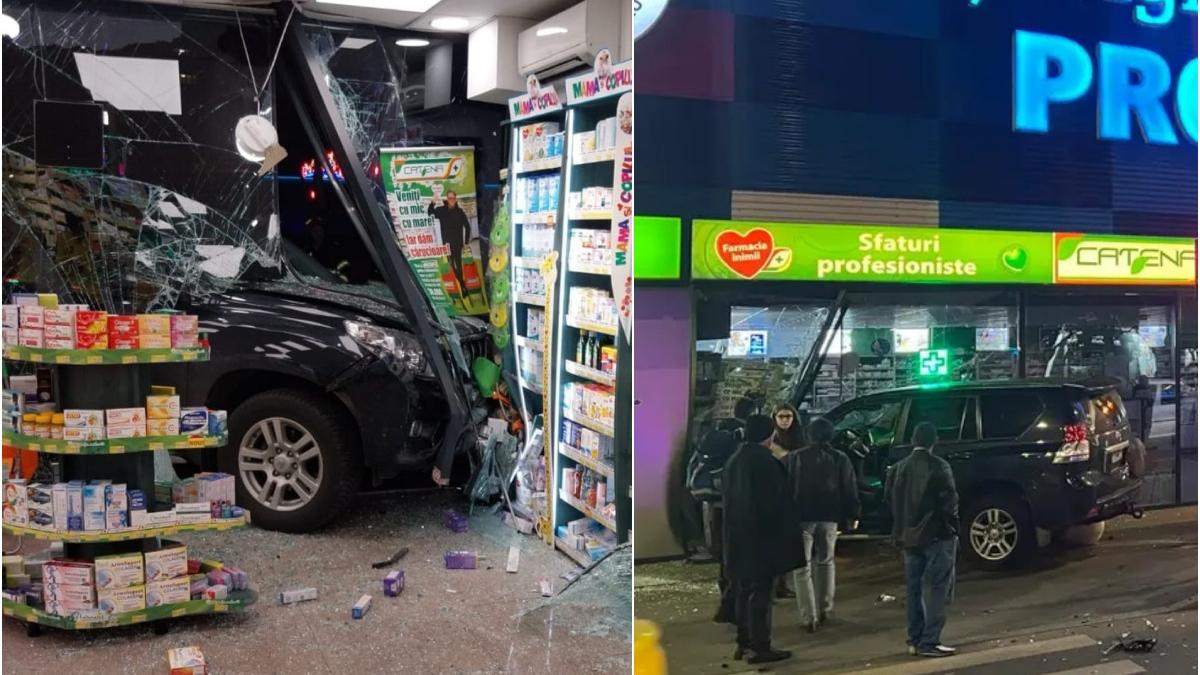 O femeie din Bucureşti a intrat cu mașina întro farmacie