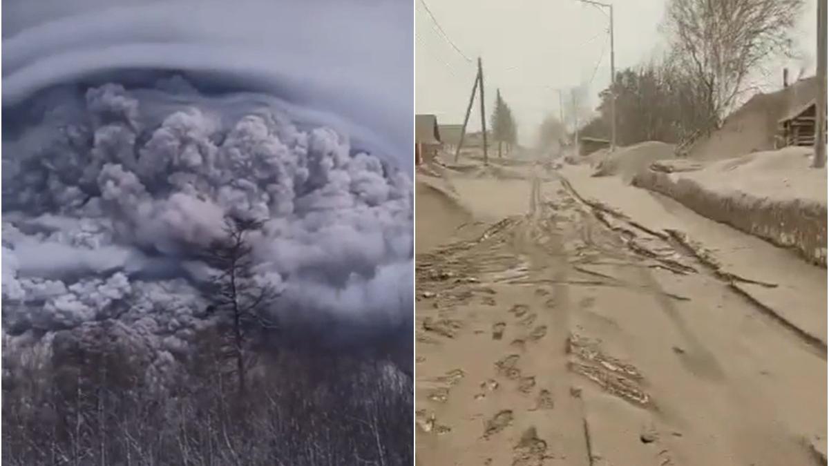 imagini uluitoare eruptie vulcan siveluci rusia