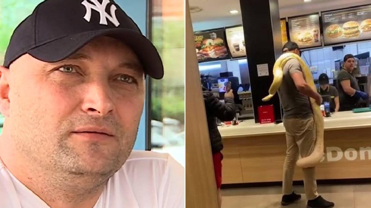 reactie prieten barbat intrat piton fast food