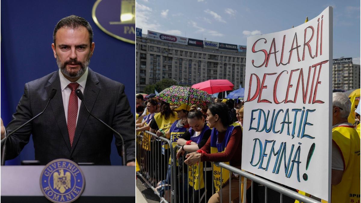 mii de profesori protesteaza in fata guvernului