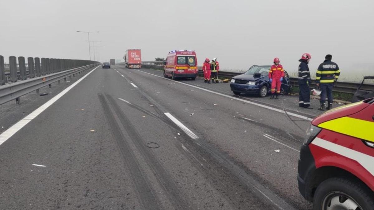 masina oprita banda 1 autostrada lovita tir sibiu