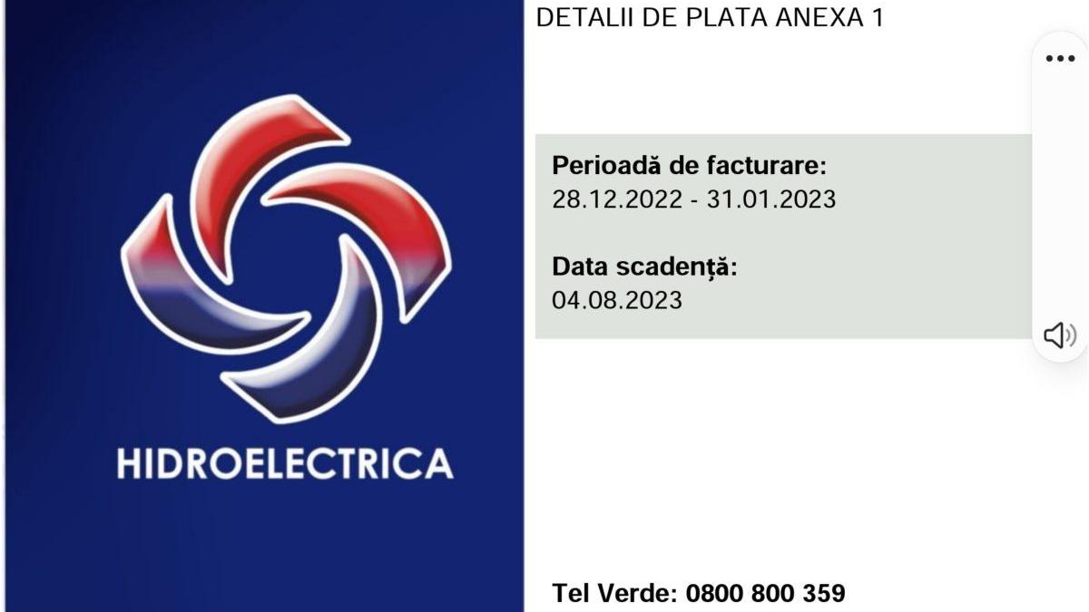 hidroelectrica facturi ianuarie 2023 scadenta