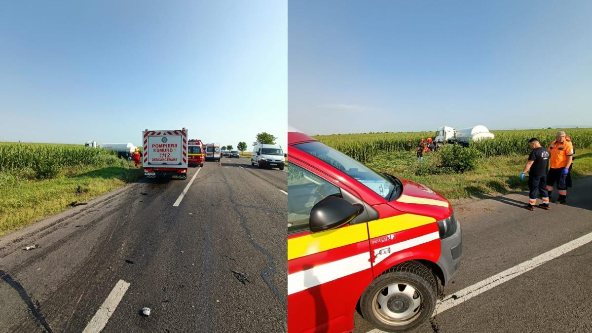 accident grav drum european e85 autoturism strivit autocisterna persoana decedata